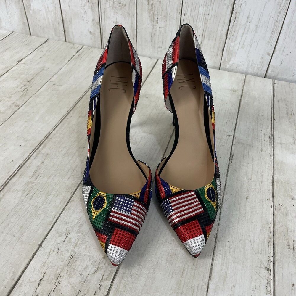 INC International Concepts Colorful Flag Kenjay D'OrsayHeels, Size 8.5 - Picture 3 of 11